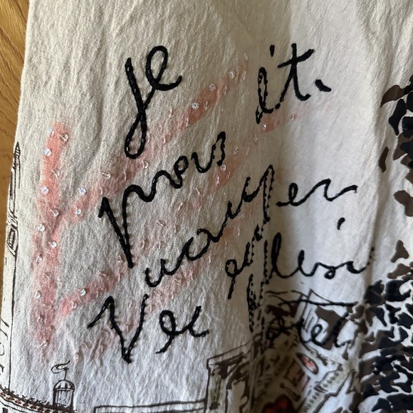 Basil & Maude Skirt Sz 2 Beaded Embroidered A-Line Beige Silver Collection Women - Picture 10 of 15